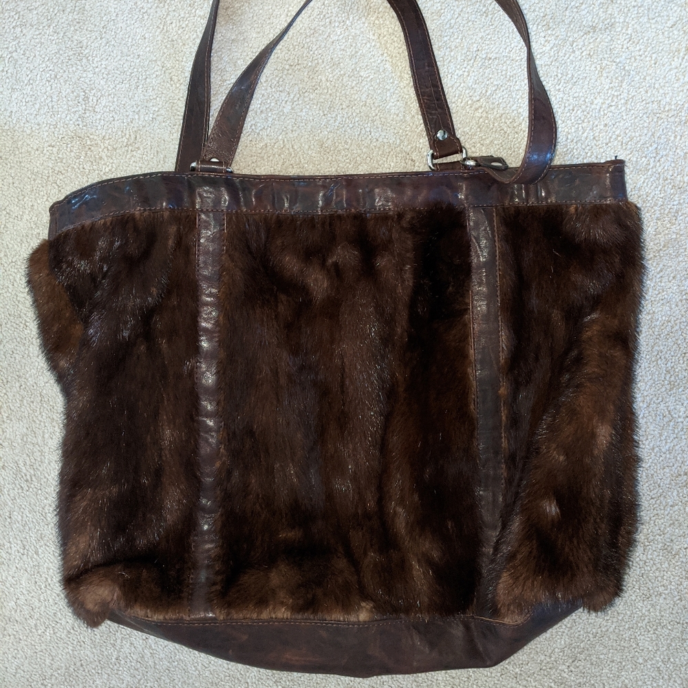 Real Mink Fur Tote Bag by AMV American Vintage